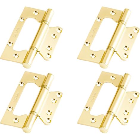 Charnières de porte à roulement robuste encastrées en acier inoxydable, 4", 4 pièces, or (1/5)
