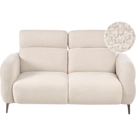 Sofá moderno de 2 plazas con reposacabezas ajustables tapizado de bouclé blanco crema Artuna (1/5)