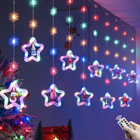 Guirlande lumineuse LED de 3 m pour l'extérieur et l'intérieur, Rideau lumineux de Noël avec télécommande, Lumière de Noël à piles, étanchéité IP44 (1/5)