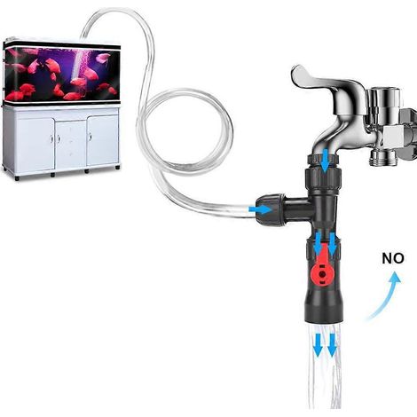 Changeur d'eau en plastique pour aquarium, robinet à 3 voies, outil de nettoyage pour aquarium et jardin. (1/4)