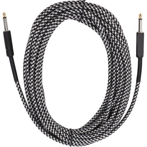 Câble de Guitare Blindé 10 mètres pour Basse et Instruments, Connecteur Nickelé, Couleur Blanc (1/5)