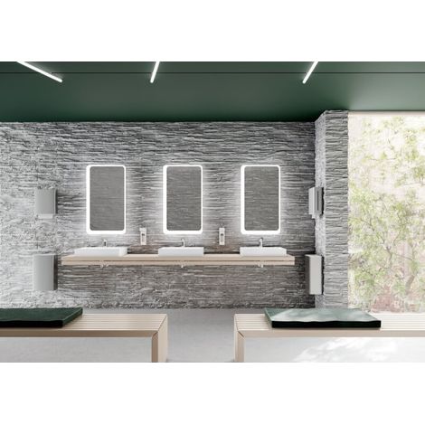 Lavabo 600 mm, sans trop-plein, 1 trou de robinetterie, en fonte minérale blanche (1/5)