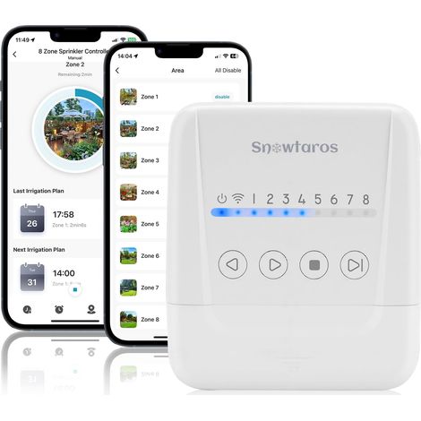 Programmateur Arrosage WiFi 8 Zones, Contrôleur d'Irrigation WiFi avec APP, Intelligence Météo Locale, Report de Pluie, Minuterie de Sprinklers pour Jardin (8 Voies) (1/5)