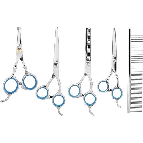 Ciseaux - Peigne - Ciseaux Éclaircissants - Kit Toilette Animale - Pour Chien Chat - 6 Pièces (1/5)
