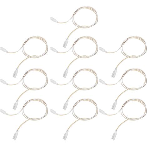 Fil pour tube LED 10 pièces 3 broches, blanc, 1 mètre, câble plastique avec alimentation stable, rallonge pour installations en atelier et bureaux (1/5)