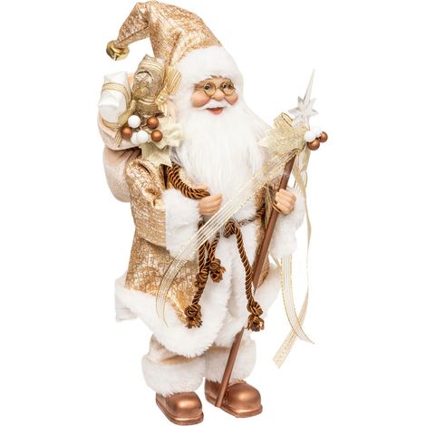 Père Noël en habit doré fourrure blanche H 30 cm - Feeric Christmas (1/2)