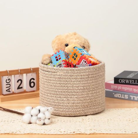 Petits paniers de rangement Paniers de rangement cubiques pour étagères de placard  24 x 24 x 18 cm Panier cadeau en corde tressée Marron mélangé