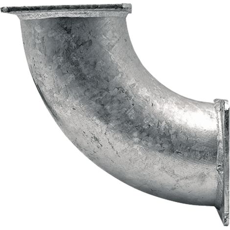Gomito flangiato a 90°, flangia 6", interasse fori 150 x 150 mm, spessore parete 2 mm