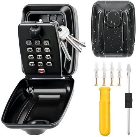 Boîte à Clés Sécurisée Murale Boite a Clefs Securisee Exterieur, Boite a clé Étanche avec Code à 12 Chiffres, Grande, Étanche, Antirouille, Ultra-Robuste pour La Maison, Le Garage, Le Bureau (1/5)