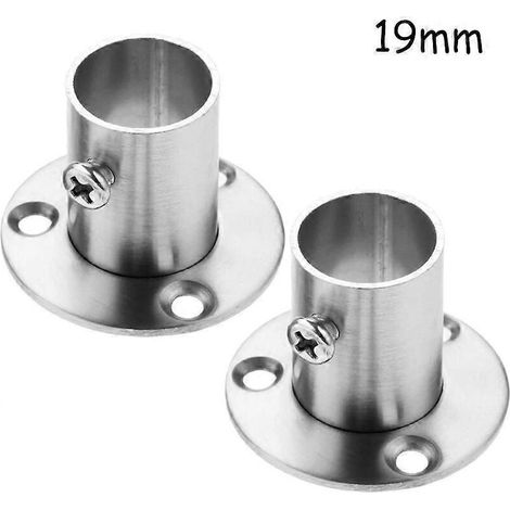 2pcs stainless steel round tube bracket, rod clamp set, wardrobe rod bracket, clothes rod rod bracket, steering rod end bracket with screws (1/5)