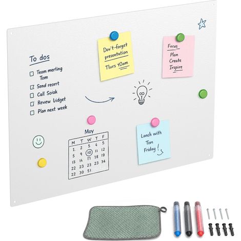 Magnetic Steel White Board, 60x40 cm, Wipe-Clean Surface (1/5)