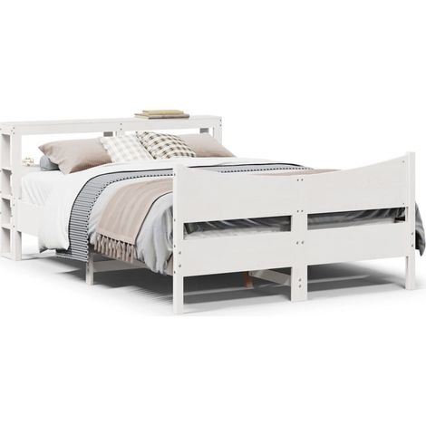 Estructura de cama con cabecero madera pino blanco 140x190 cm vidaXL (1/5)