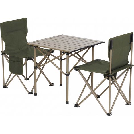 Ensemble de camping HWC-Q39, table et 2 chaises pliantes, chaise de péche pliable, métal et tissu - (1/5)