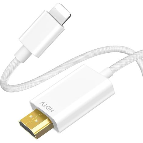 Cable HDMI iPhone vers TV, Adaptateur Lightning Hdmi 1080P HD, Lightning HDMI Cable 2 M pour iPhone 14 13 12 11,Sortie TV Youtube,Plug and Play (1/5)