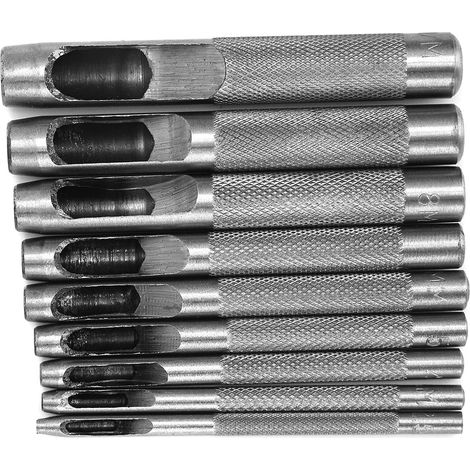 Lot de 9 emporte-pièces en cuir, poinçon à trous pour ceinture, outil artisanal 2,5-10 mm (1/5)
