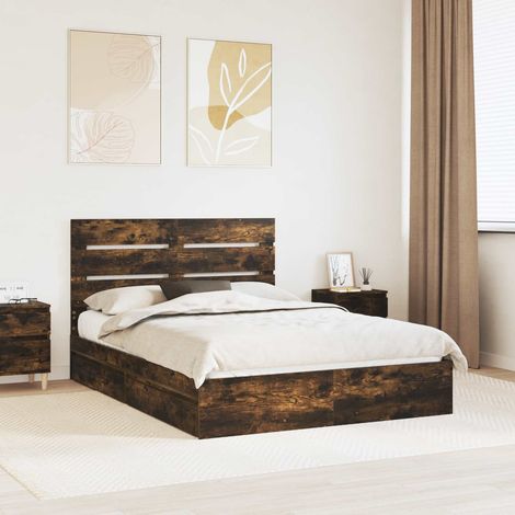 Aufbewahrungsbett Geräucherte Eiche 160 x 200 cm Holzwerkstoff