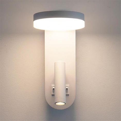 Lámpara de lectura de pared para dormitorio - Lámpara de mesilla ajustable 350°, ideal para hoteles, salas de estar y oficinas - Blanca, 1