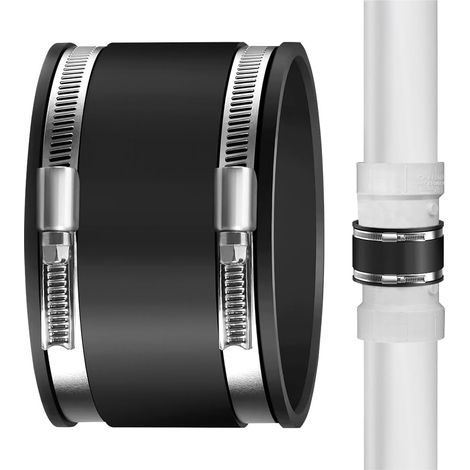 100-mm-Gummischlauchhülse, flexible Gummiverschraubung mit zwei Edelstahlklemmen, flexible Gummihülse für Rohrlüfter, Kohlefilter (1/5)