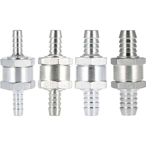 Clapet anti-retour(4 pièces) de retour de carburant en aluminium à sens unique (6 8 10 12mm) pour Essence Diesel Huile Car Chrome Eau Auto Carburateur Systèmes Basse Pression Tuyau (1/4)
