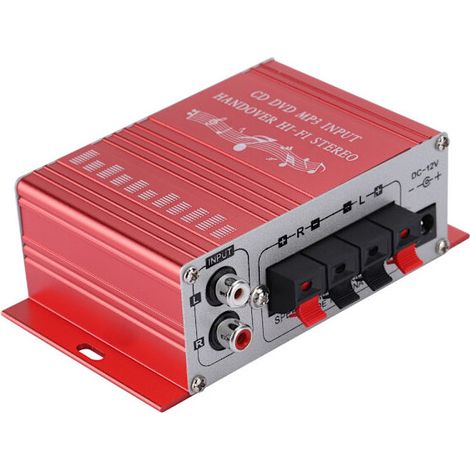 Mini amplificador estéreo digital para automóvil, reproductor de CD, DVD, MP3 y FM de alta fidelidad (rojo)