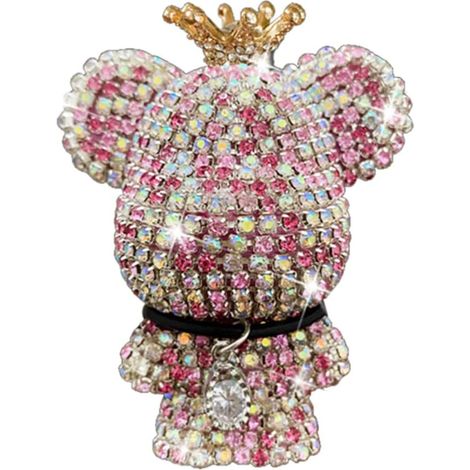 Désodorisant de Voiture pour Décoration de Ventilation Ours en Strass Bling avec Clip et Tablette de Parfum Accessoires de Suspension Intérieur de Voiture pour Décoration (pink) (1/5)