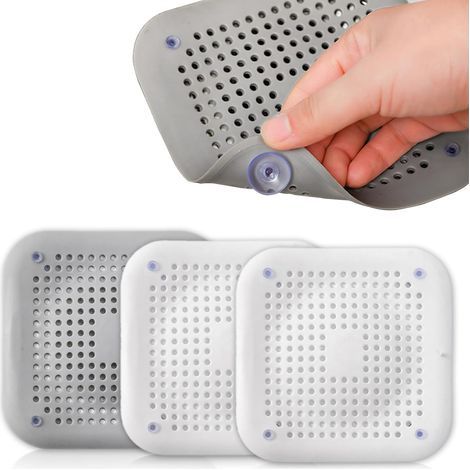 Lot de 4 Filtre en Silicone avec ventouse, Couvercle de siphon de Sol à ventouse en Silicone, Protecteur de Couvercle d’égout obstruant Les Cheveux et la saleté, Anti-obstruction (Blanc (1/4)
