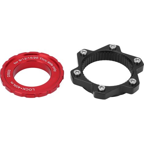 Centerlock-auf-6-Loch-Adapter aus Aluminiumlegierung für Steckachsnaben, roter Sicherungsring (1/5)