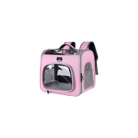 Sac à dos pliable pour chats et chiens – sac de transport ventilé – conception légère en polyester – Rose (1/5)