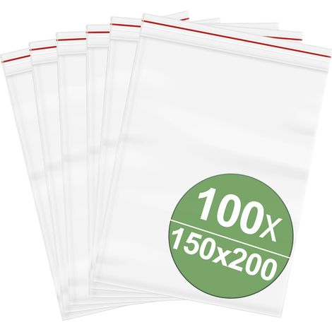 Druckverschlussbeutel ohne Beschriftungsstreifen (B x H) 150 mm x 200 mm Transparent Polyethylen  10