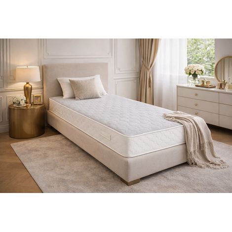 Matelas 90x190  - Hauteur 20 cm Soutien Ferme Haute Densité 35 kg/m³ – 2 Faces de Couchage (Face Grise Design) Certifié CertiPUR & OEKO-TEx – Modèle Good Night Gris