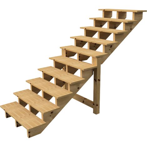 Berlin Escalier extérieur bois 10 marches H 173cm L-100cm - sans contre marche