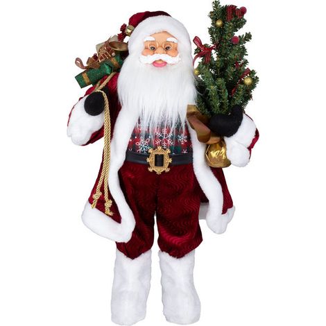 General Trade, Babbo Natale in Piedi, 60 cm, Decorazione Natalizia in Tessuto e Plastica