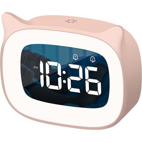 Réveil Numérique - Veilleuse Intégrée - Écran LED Grand Format - Pour Enfants et Adultes - USB Alimenté - 1 Pièce (1/5)