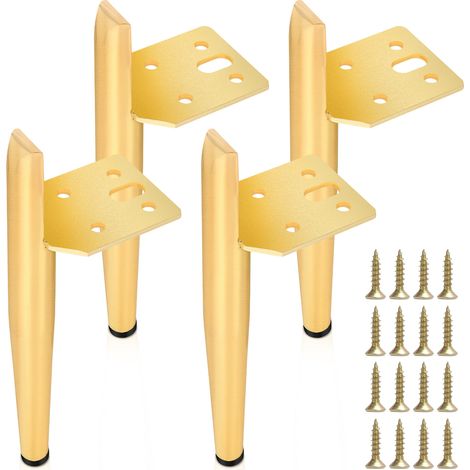 Randaco 4er Set Möbelfüße Tischbeine Sockelfuß Tischfuß Möbel Metall Gold Höhe:130 mm
