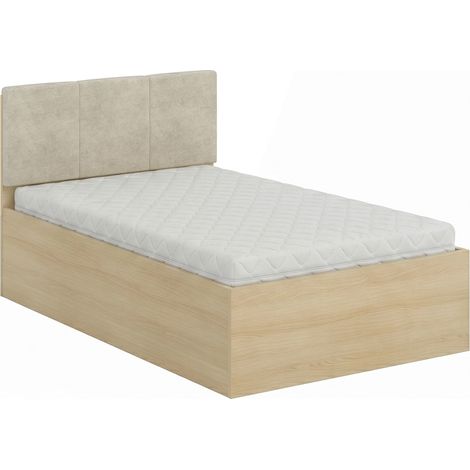 Cama 120x200 somier incluido Téana Madera y Beige (1/4)