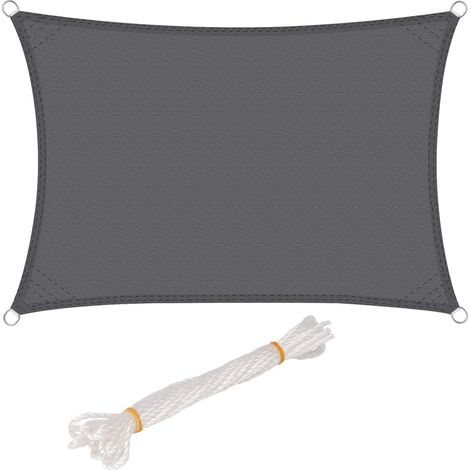 Voile Ombrage Rectangulaire 3x5m Gris Polyester UV (1/3)
