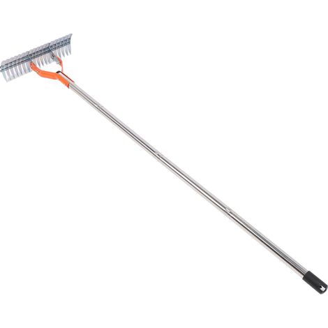 Râteau démousseur 37,5 cm acier carbone inoxydable solide pour pelouse jardin 19 dents courbes désherbeur mort terrasse 4 segments (1/5)