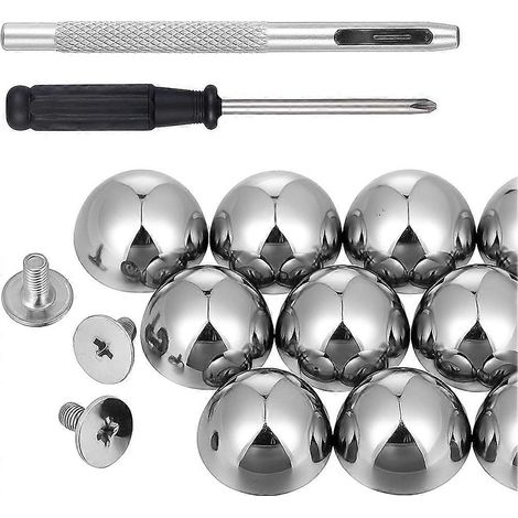 Packung mit 20 silbernen runden Nägeln und Reißnägeln von 15 x 8 mm, zum Einschrauben, für Kleidung, Schuhe und Leder. (1/5)