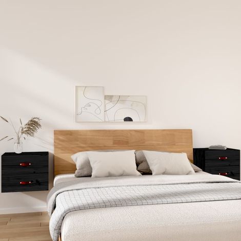 Lot de 2 Chevets murales Commodes de nuit - Tables d'appoint - Noir 50x36x40 cm Chic-750642 (1/5)