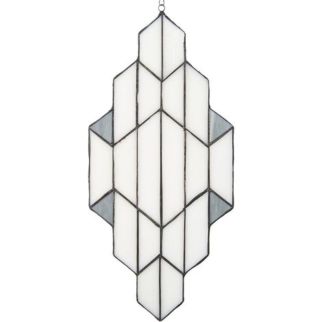 Panneau de Verre Tiffany Lumilamp Vitrail Décoratif en Verre Blanc et Gris 23 x 50 cm - PANGIVO (1/2)
