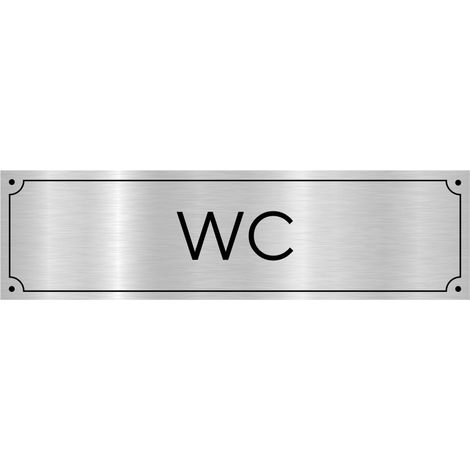 Plaque de porte gravée pour WC en pvc aspect argent brossé ou or brossé .- Plaque aluminium brossé -