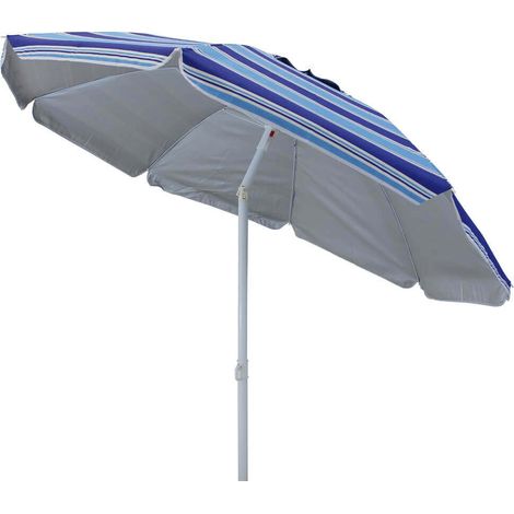 Ombrellone da spiaggia tondo 2 mt con palo in alluminio e telo in poliestere Blue Stripes