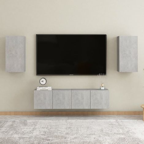 4 Piece TV Cabinet Set Concrete Grey Engineered Wood vidaXL (1/5)