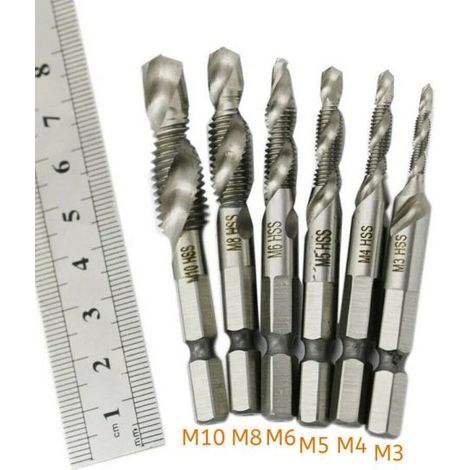 SET COMPOSITO M3-M10 0.6CM FILETTATURA SPIRALE VITE ESAGONALE HSS PUNTE