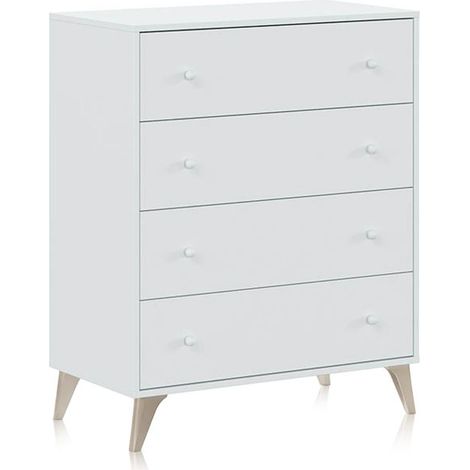 Cómoda 4 cajones Sire habitacion juvenil moderno blanco artik (mate) 95x78x40 cm (1/10)