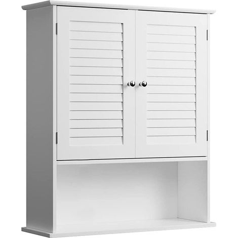 Mobile Mobiletto Armadietto Bagno Portaoggetti Con 2 Ante Legno Bianco 60x20x70 (1/5)
