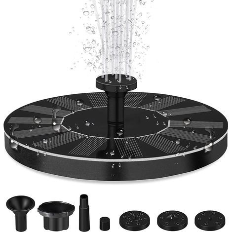 Fontaine solaire pour bassin, pompe à eau, fontaine solaire de jardin, petite fontaine, pompe à eau, fontaine solaire pour décoration de jardin, mini bassin, bain d'oiseaux (16 cm) (1/5)