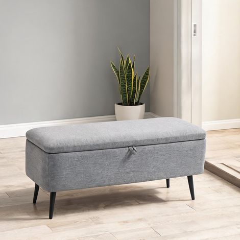 Pouf coloris gris en polyester acier 101 x 38,5 x 44,5 cm (1/5)