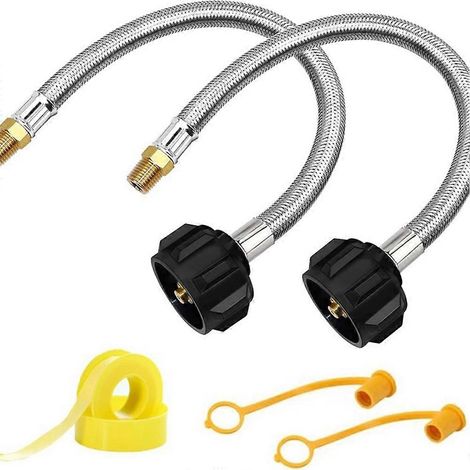 Tuyau de propane pour VR 1/4 NPT, raccord de réservoir de propane tressé en acier inoxydable de 15 pouces pour régulateur à deux étages (lot de 2) (1/5)