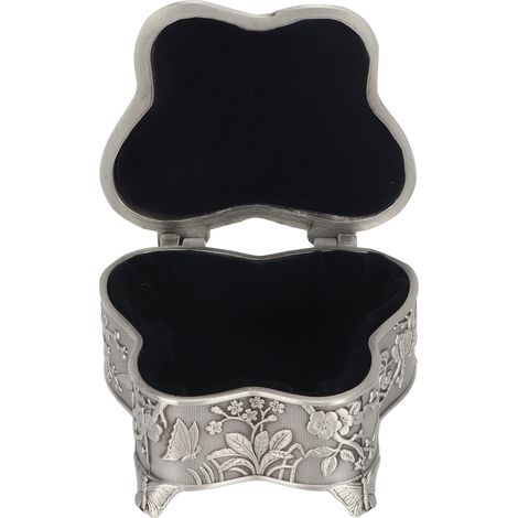 Coffret à bijoux en forme de papillon, alliage de zinc, motif floral gravé, rangement pour boucles d'oreilles et colliers, boîte organisatrice (1/5)